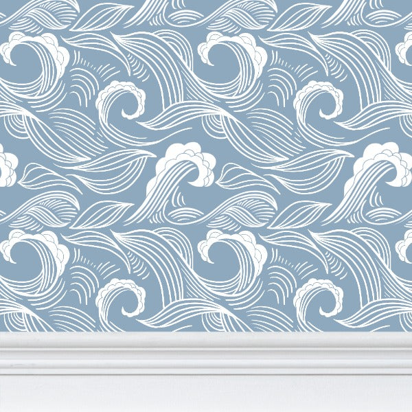 Ocean Waves Blue Wallpaper